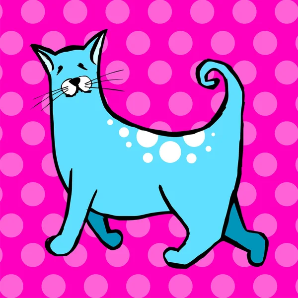 Lindo gato en rosa fondo — Vector de stock