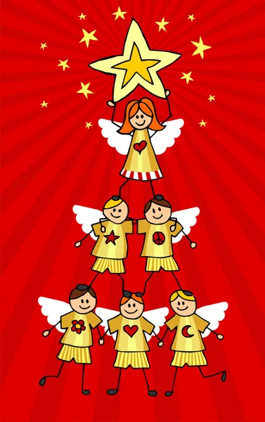 天使的圣诞树 — 图库矢量图片