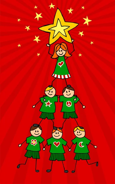 Árvore de Natal crianças —  Vetores de Stock