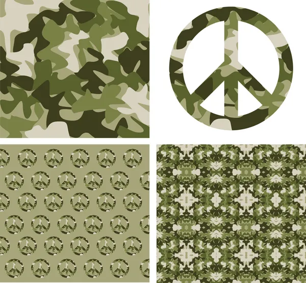 Camouflaged peace patchs — Stock Vector
