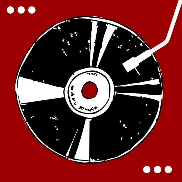 Vinyl skiva på röd bakgrund. — Stock vektor