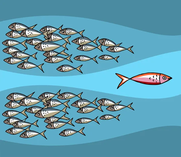 Ryby plavání proti proudu — Stockový vektor
