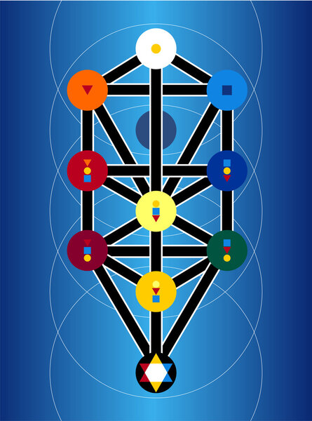 Еврейские символы Кабалы на синем фоне
