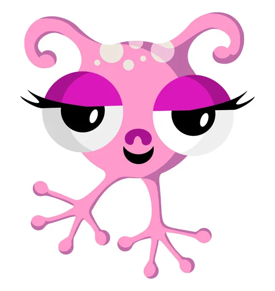 Pink Space Monster On White — Stock Vector