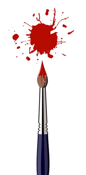 Pinceau de peinture avec éclaboussure de couleur rouge — Image vectorielle