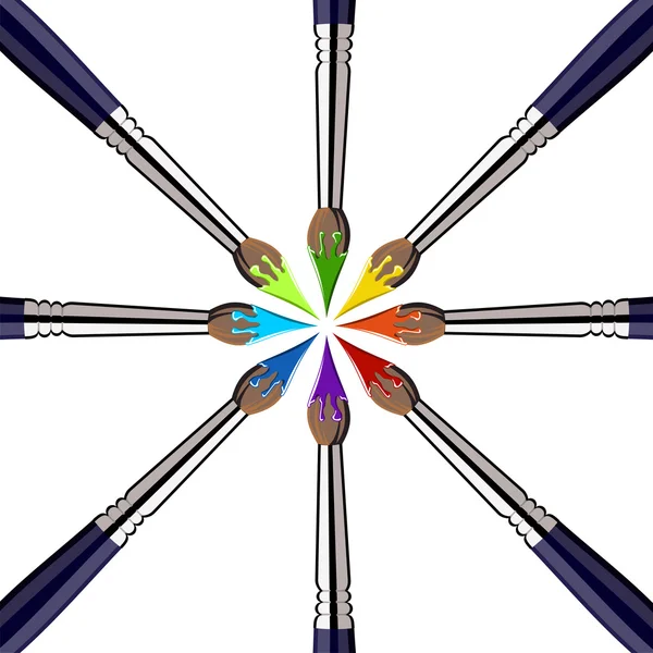 Cirkel av penslar med färger — Stock vektor