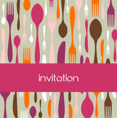 Cutlery pattern invitation clipart