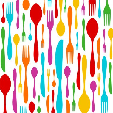 Cutlery colorful pattern on white clipart