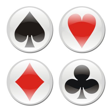 Poker card icons on white clipart