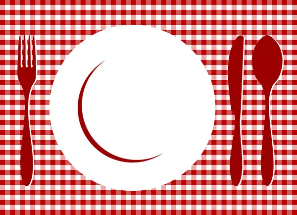 赤いテーブル クロス上の場所の設定 — ストックベクタ