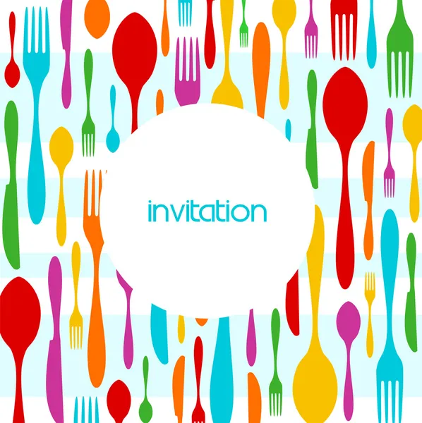 Couverts coloré motif invitation — Image vectorielle