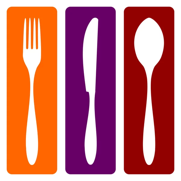 Fourchette, couteau et cuillère — Image vectorielle
