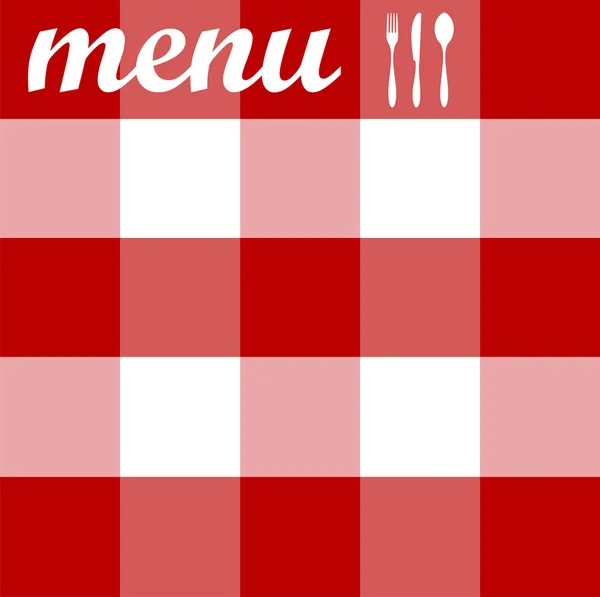 菜单设计。红色桌布上的餐具 — 图库矢量图片