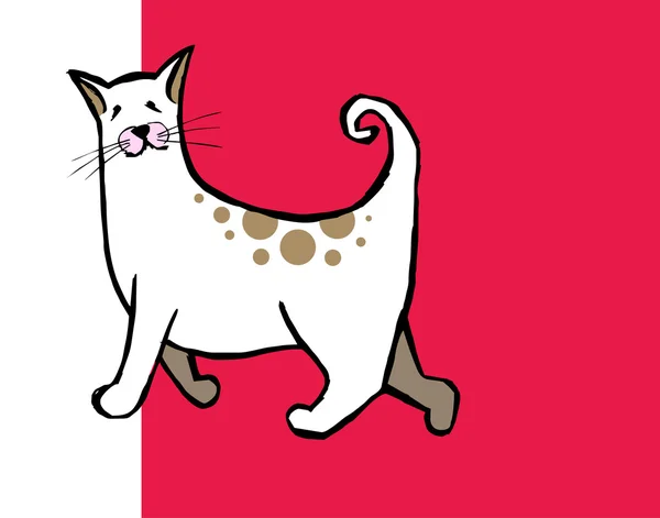 Симпатичный кот с кудрявым хвостом — стоковый вектор