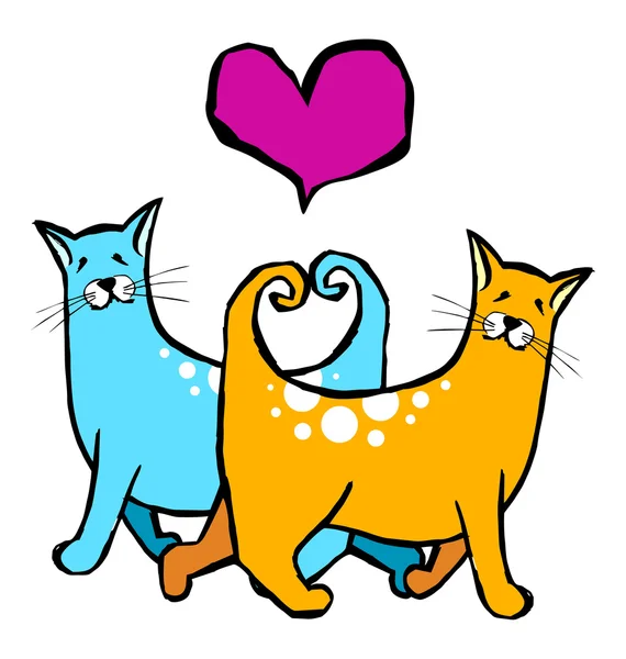 Пара влюблённых кошек . — стоковый вектор