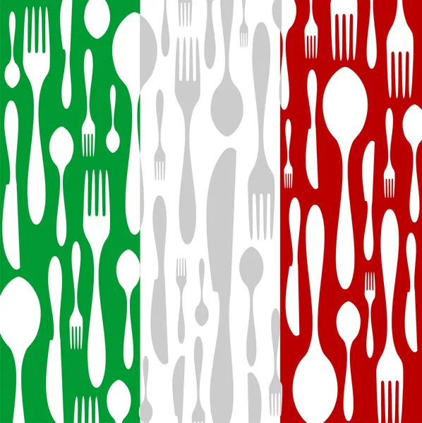Italienische Küche: Besteckmuster — Stockvektor