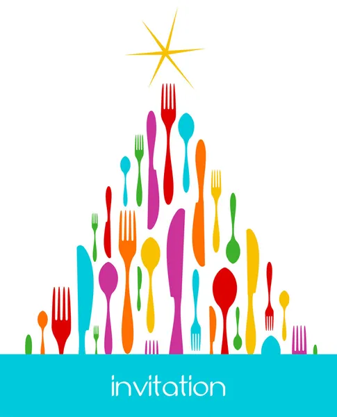 Christmas Tree Cutlery Pattern — Stock Vector