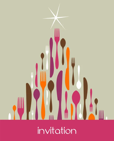 所作的圣诞树餐具 — 图库矢量图片