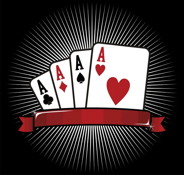 Čtyři esa. Poker ikona — Stockový vektor
