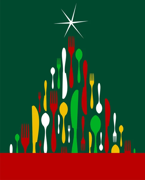 クリスマス ツリーのカトラリー — ストックベクタ