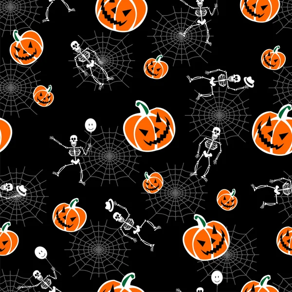 Halloween-Kürbisse und Skelett — Stockvektor