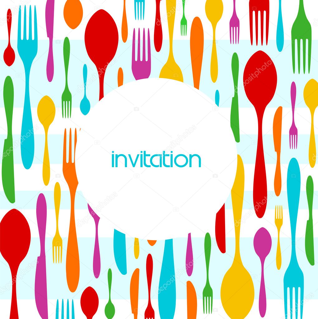 Cutlery colorful pattern invitation