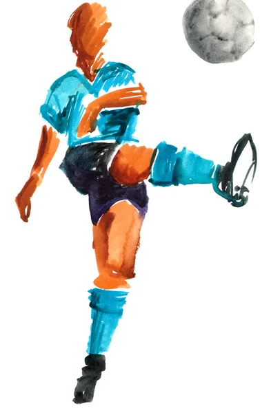 Acquerello dipinto giocatore di calcio — Foto Stock