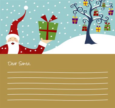Noel Baba ve Noel ağacı kartı