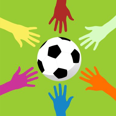 Futbol topu ve eller etrafına