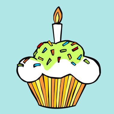 Muffin with candle clipart