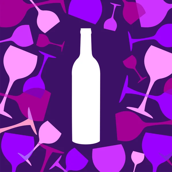 葡萄酒瓶和个酒杯背景 — 图库矢量图片