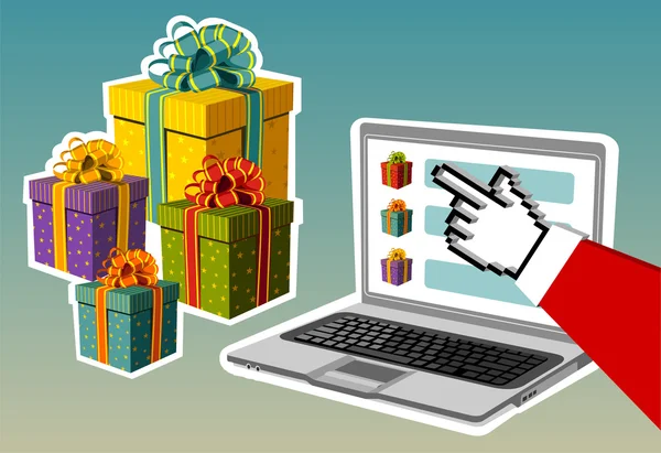 Санта-Клауса рука покупки онлайн — стоковий вектор