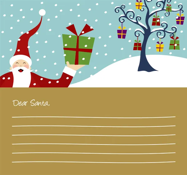 Santa Claus and Christmas tree card — Stock Vector