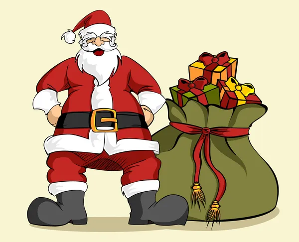 Serie Natale: Babbo Natale e regali — Vettoriale Stock