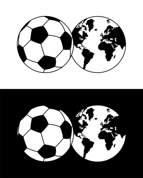 Globe et composition du ballon de football — Image vectorielle