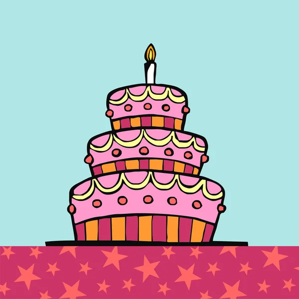 Birthday cake on the table — Stock Vector