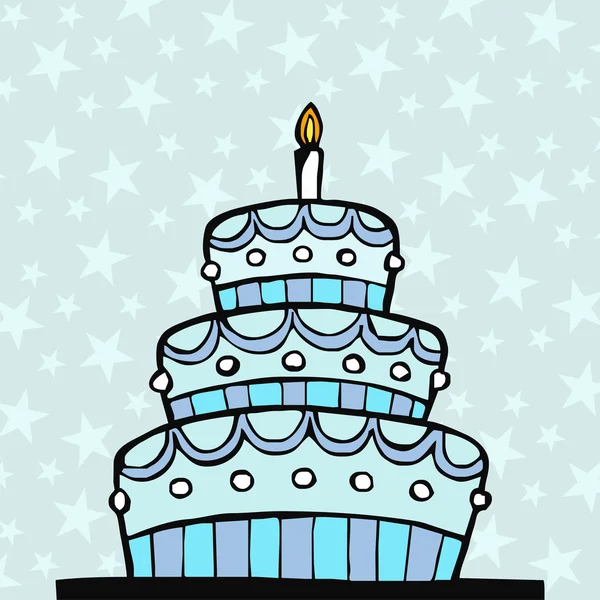 Gâteau d'anniversaire bleu clair — Image vectorielle