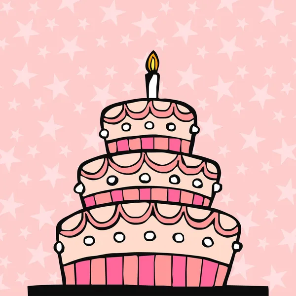 분홍색 생일 케이크 — 스톡 벡터
