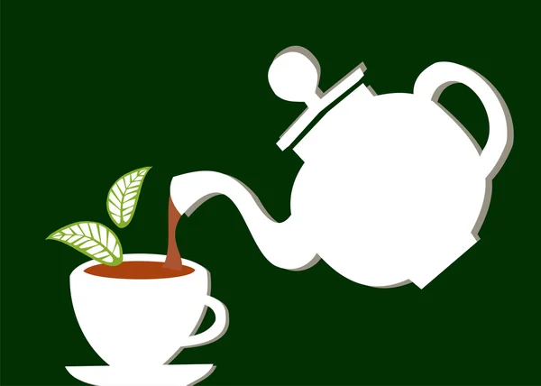 Teapot serving a cup of tea — Stock Vector