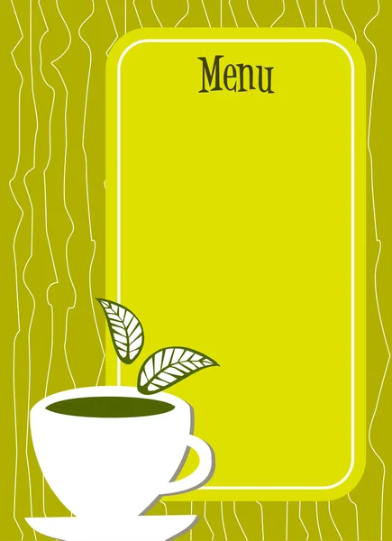 Citroen thee menu cover met cup en bladeren — Stockvector