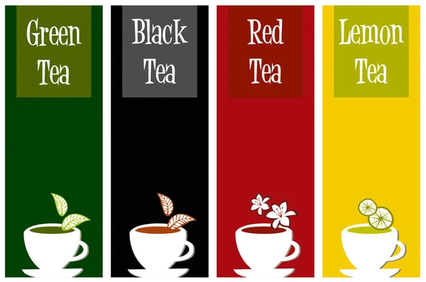 Ετικέτες πολύχρωμο τσάι — Διανυσματικό Αρχείο