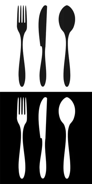 Icone con forchetta, coltello e cucchiaio — Vettoriale Stock