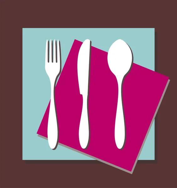 Mes, vork en lepel tafellaken — Stockvector