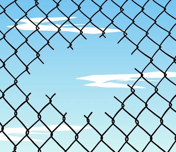 Вирізати дріт паркан з синім фоном неба — стоковий вектор