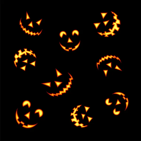 Halloween rostos de abóbora — Vetor de Stock