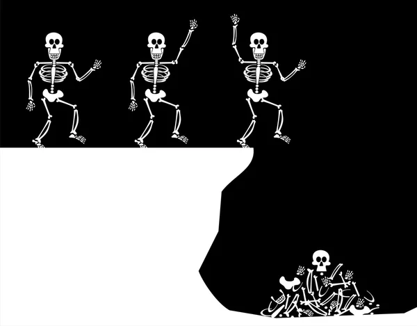 Halloween-Grüße. Skelettsprung — Stockvektor