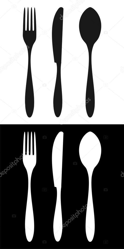 Talheres garfo faca e colher para ícone de comida talheres para prato