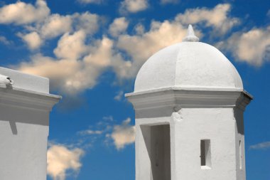 Dome on blue cloudy sky clipart