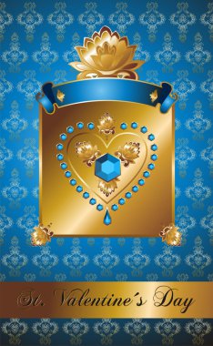 Golden background with diamond heart. clipart