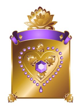 Golden background with diamond heart. clipart